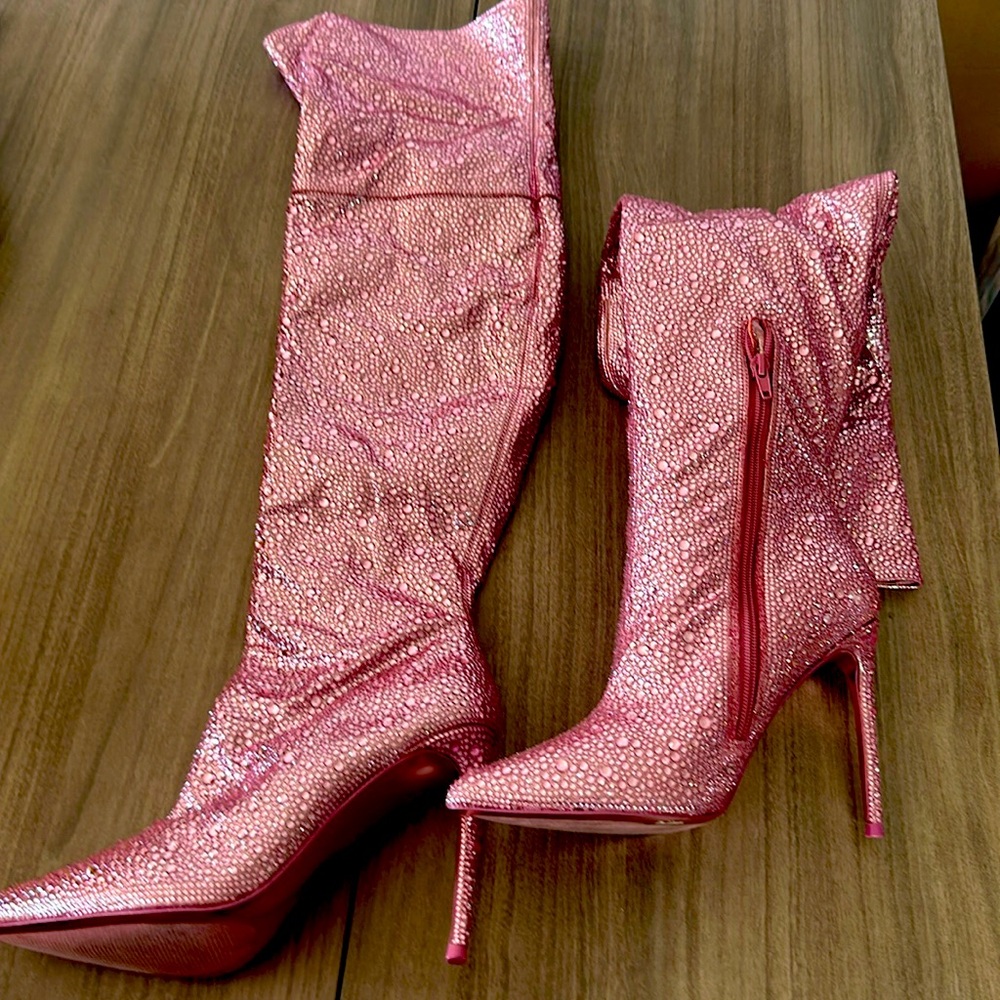 Steve Madden thigh high rhinestone boots